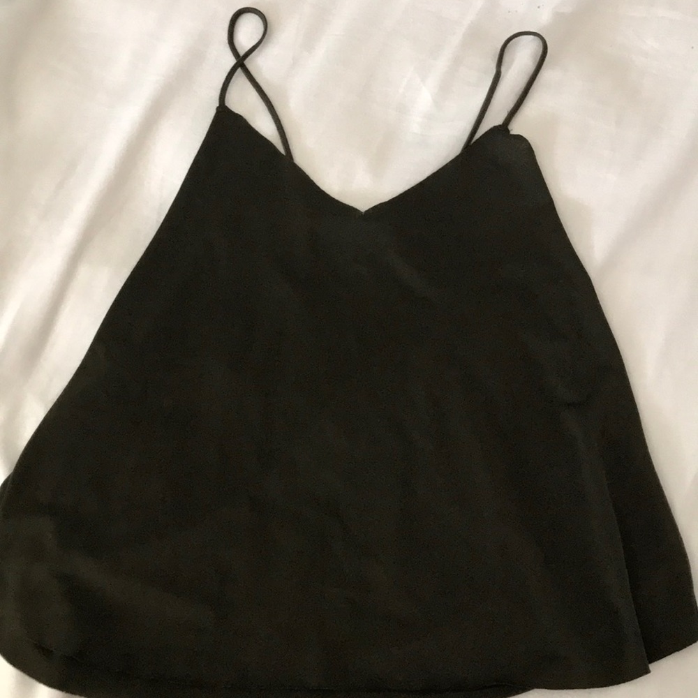 spaghetti strap Army green tank top